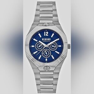 Versus Versace Men's 42mm Metallic Silver and Deep Blue Timepiece